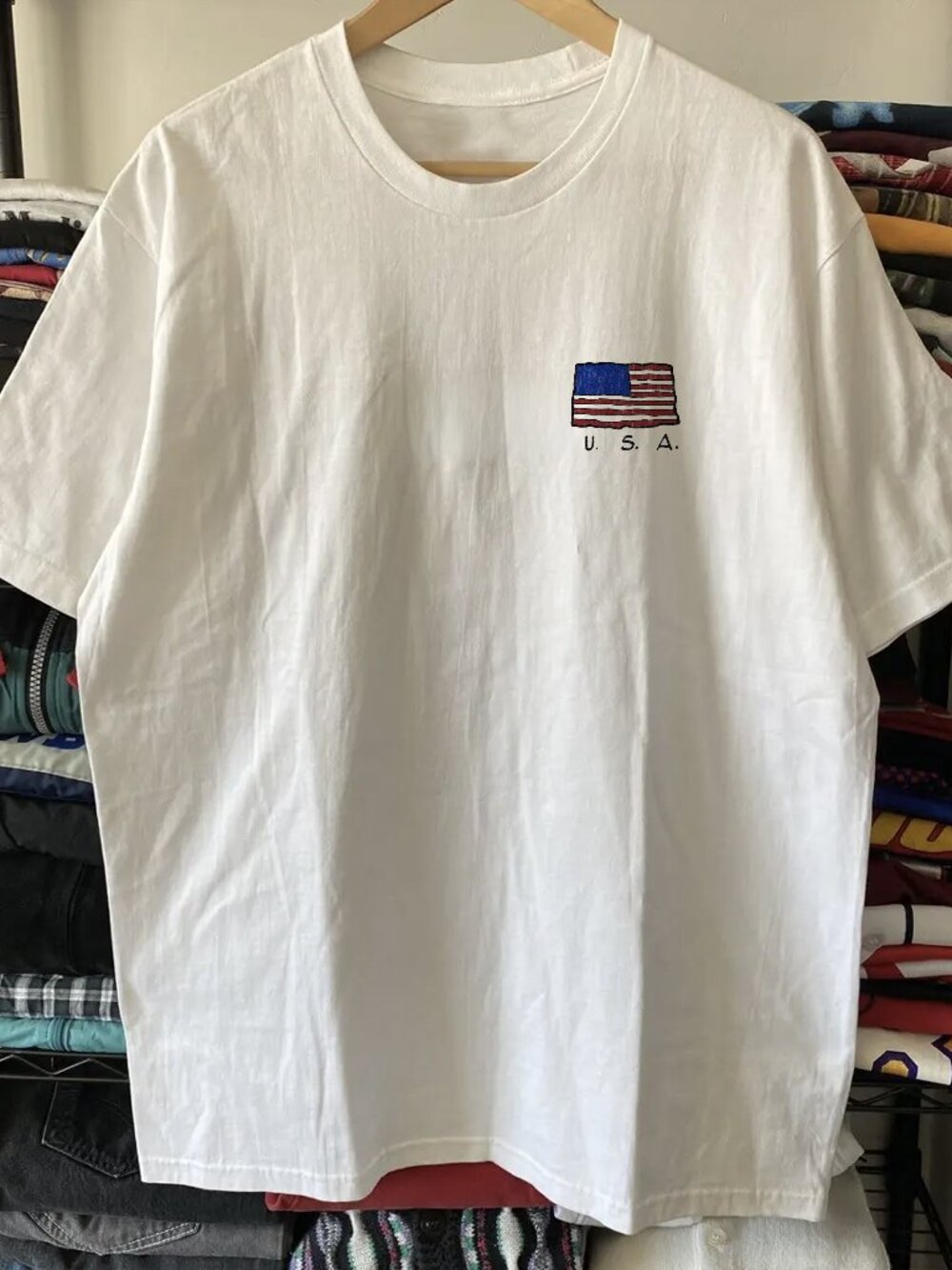 Rare Joe Cool Patriotic Washed White Tee